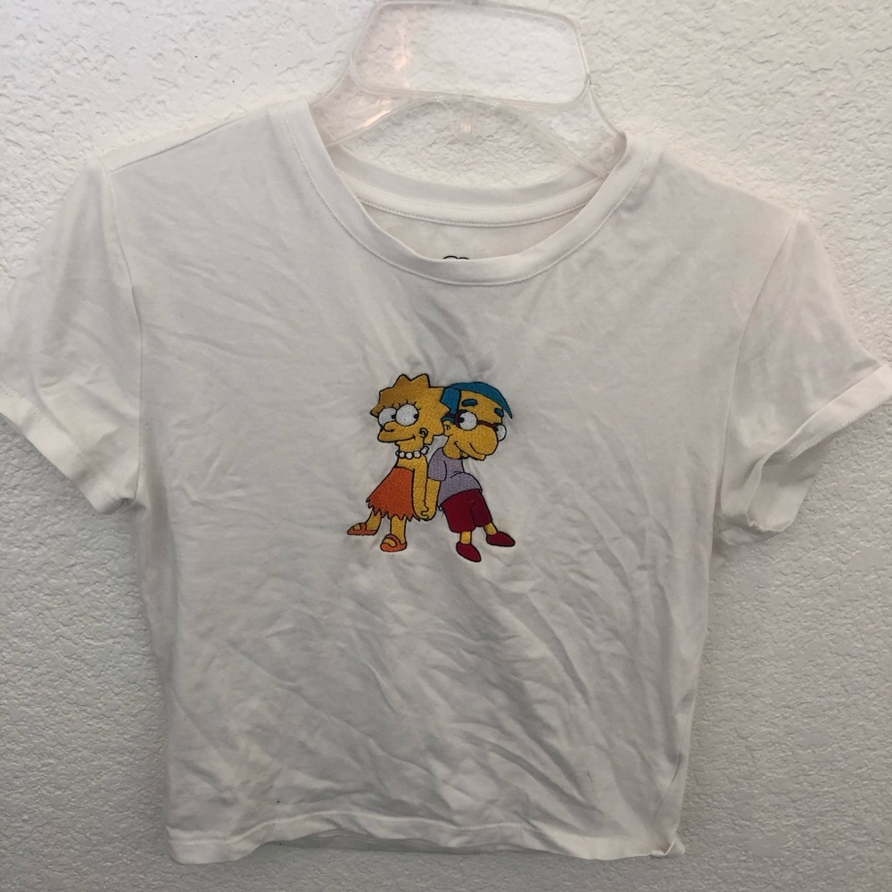 White T-Shirt with Simpsons Cartoon Characters